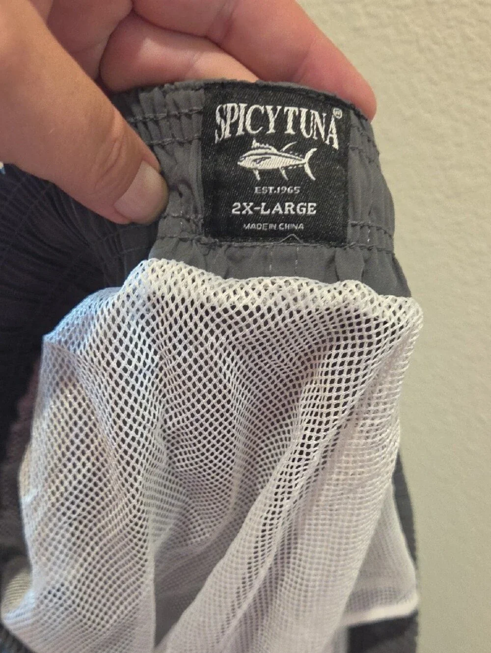 Men's Charcoal Swim Trunks with Drawstring Waist